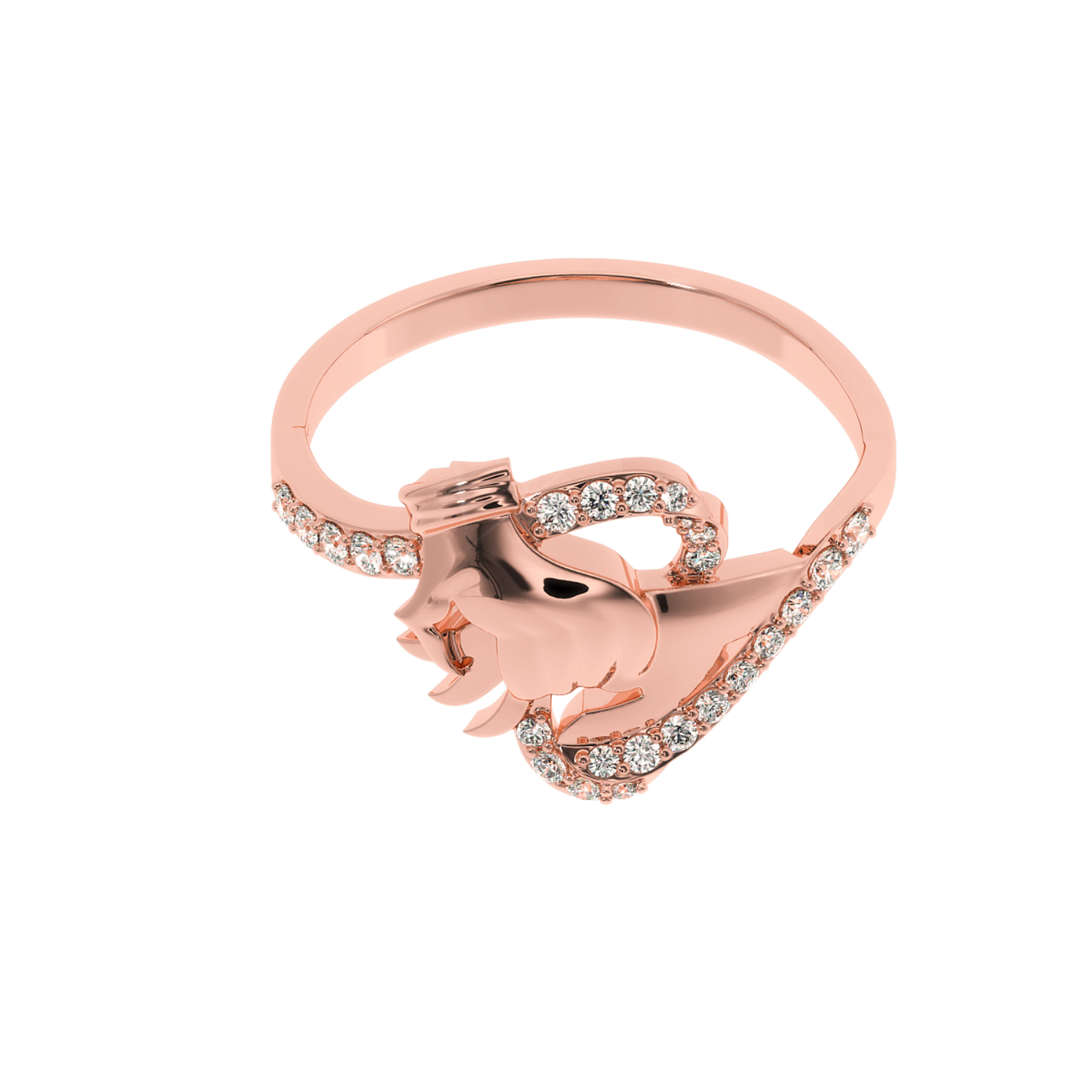 0.21ct Lab Diamond Rope & Hands Ring 14K YG